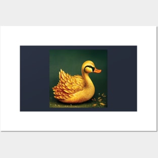 A Yellow Farmyard Duck in a Storybook Style Posters and Art